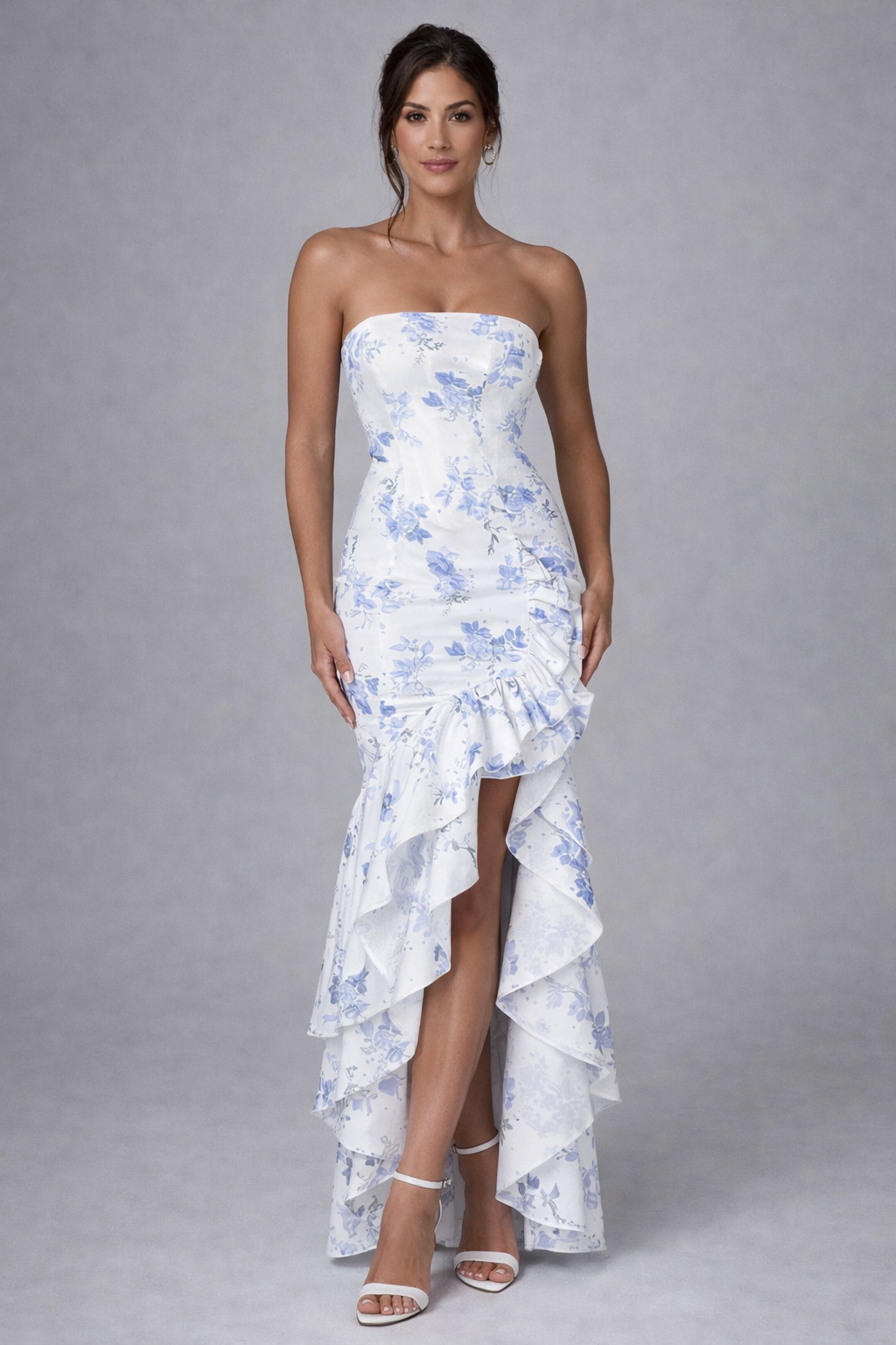 Floral Elegance - Strapless Ruffled Maxi Dress2425