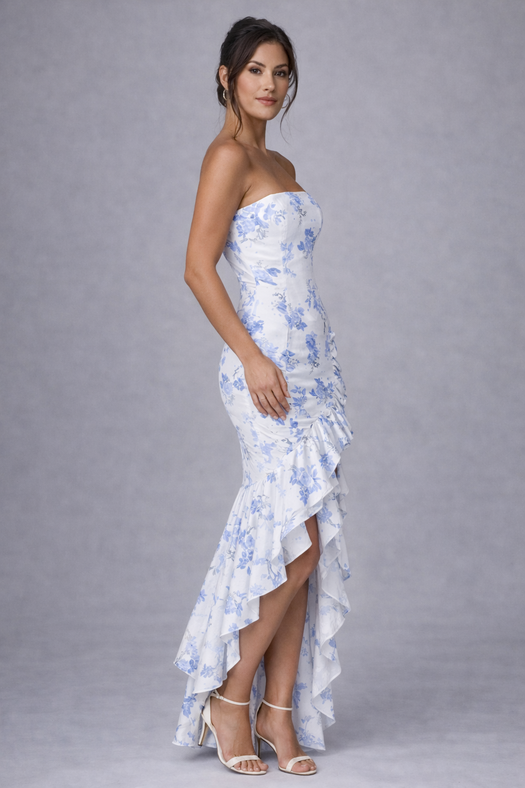 Floral Elegance - Strapless Ruffled Maxi Dress2425