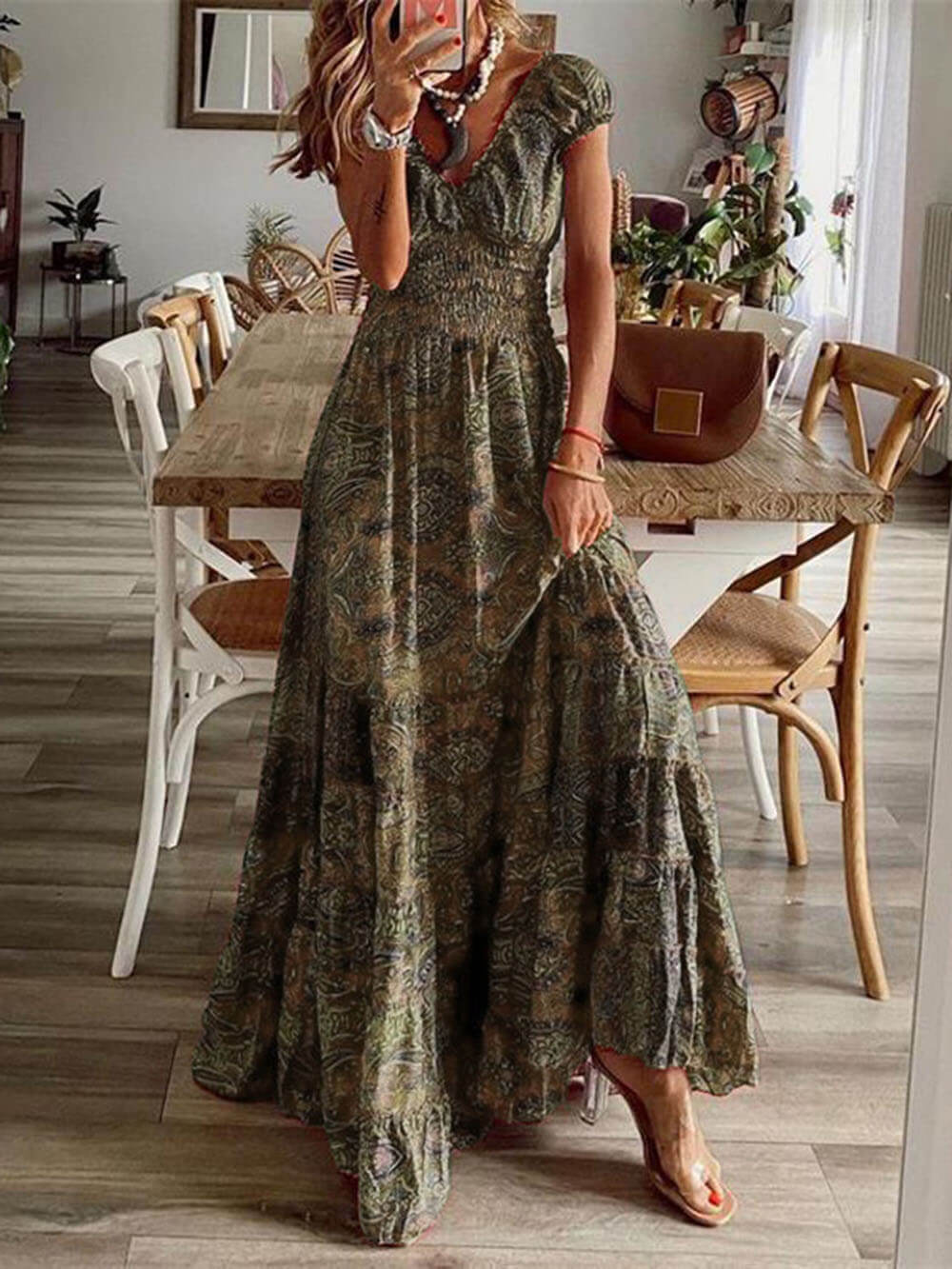 Bohemian Blossom - Sleeveless Floral Maxi Dress - VibeSoothe