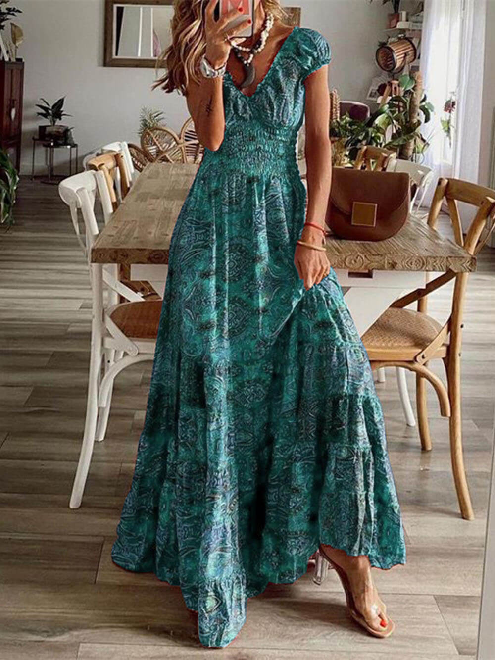 Bohemian Blossom - Sleeveless Floral Maxi Dress - VibeSoothe