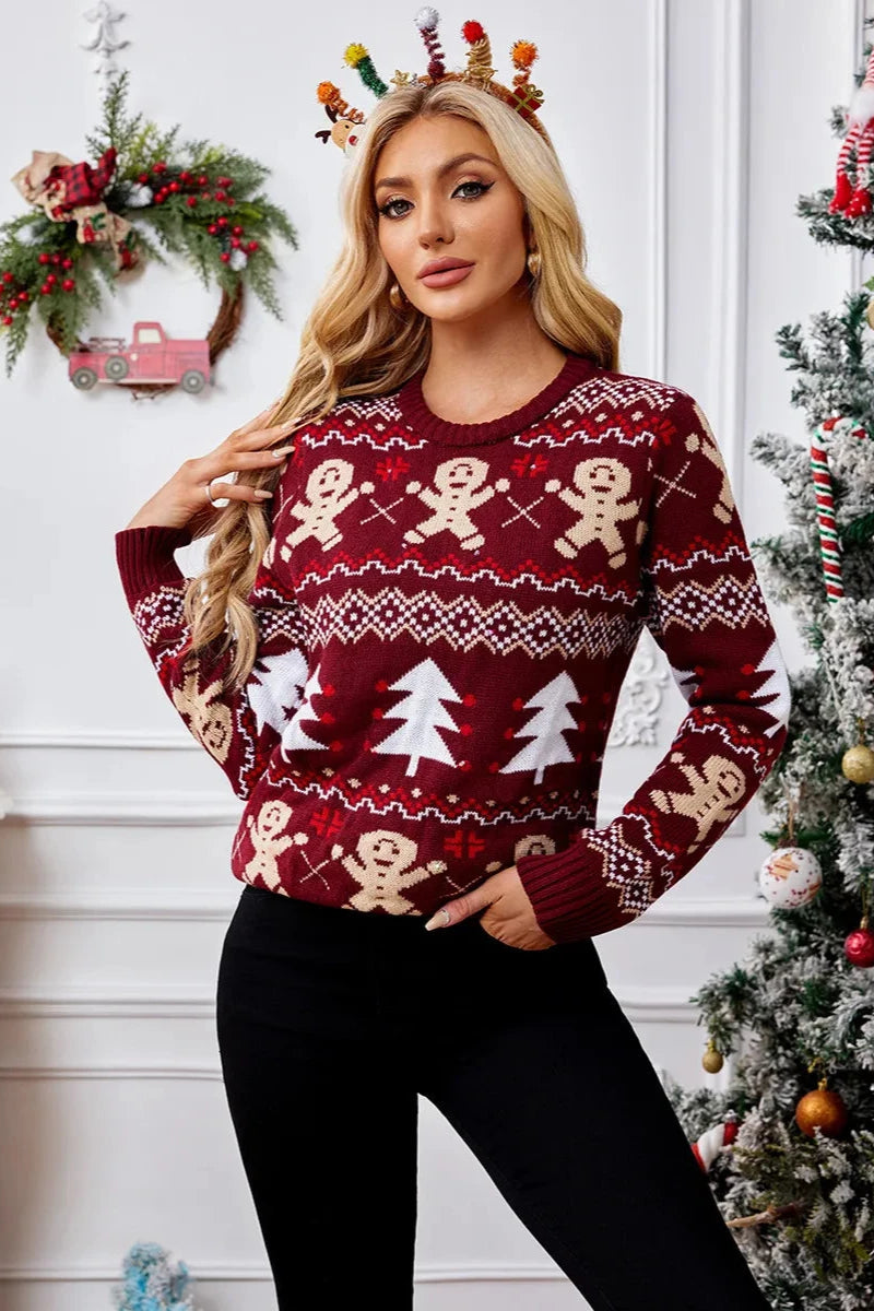 Gingerbread Man Jacquard Leisure Sweater