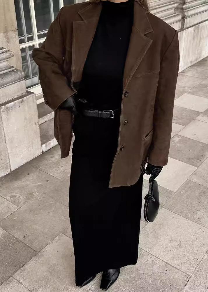 Manteau rétro à col rabattu – Pièce tendance pour femme