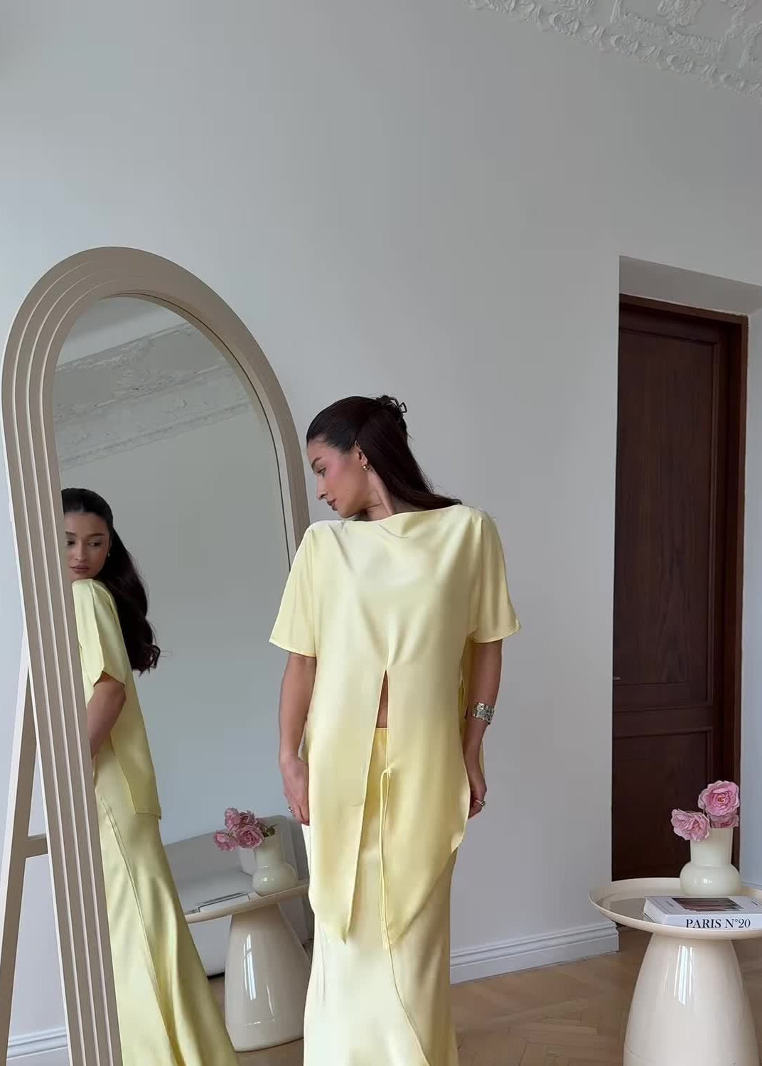 Sierra - Satin Two-Piece Skirt and Blouse Set
