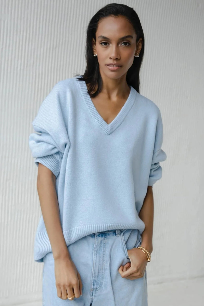 Cozy V-Neck Loose Knit Sweater