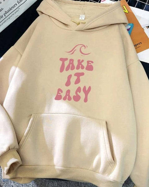 Hoodie "Take It Easy" Print Oversized Hoodie