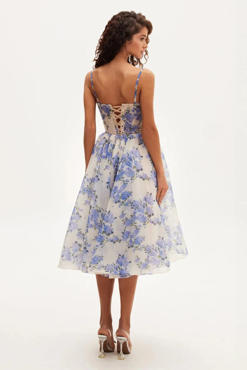 Hydrangea Haven - Dreamy Spaghetti Strap Midi Dress