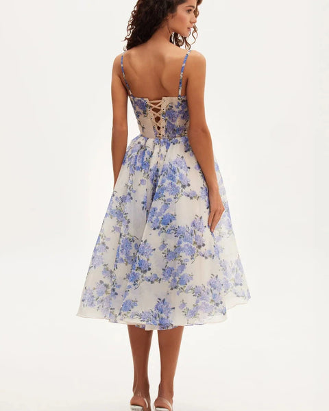 Hydrangea Haven - Dreamy Spaghetti Strap Midi Dress