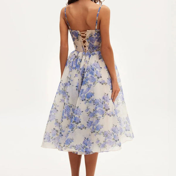 Hydrangea Haven - Dreamy Spaghetti Strap Midi Dress