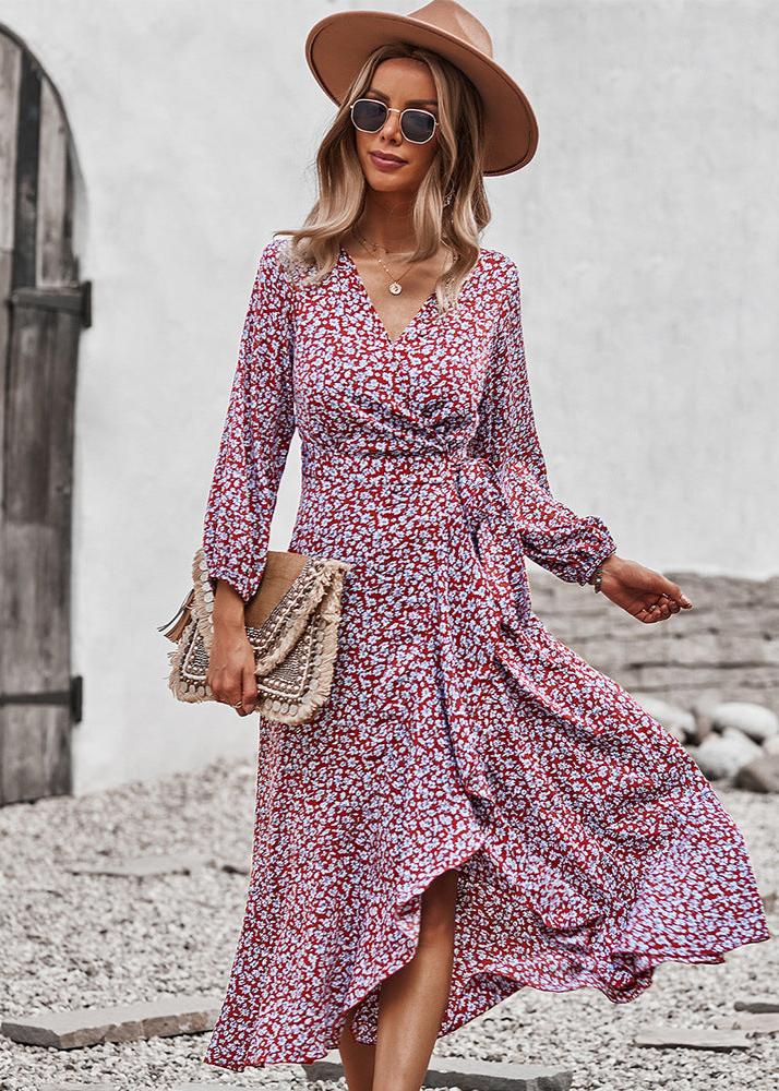 Wildflower Wander - Boho bloemen wikkel maxi jurk