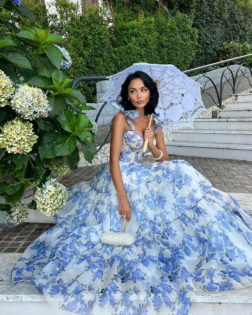 spirit of spring light blue floral embroidered maxi dress Sophia Blossom - Elegant Floral Tie-Strap Maxi Dress