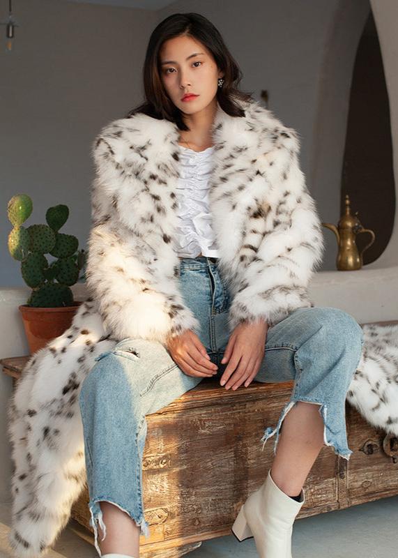 Snow Lynx Faux Fur Coat