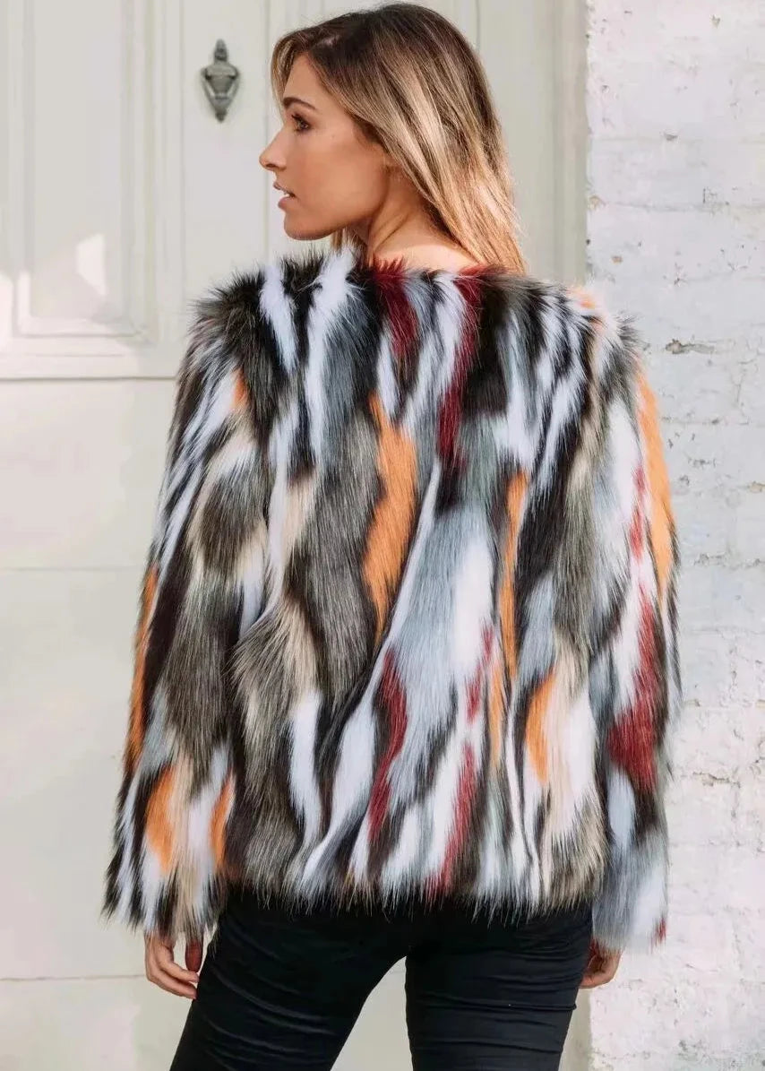 Multi-Tonal Faux Fur Coat