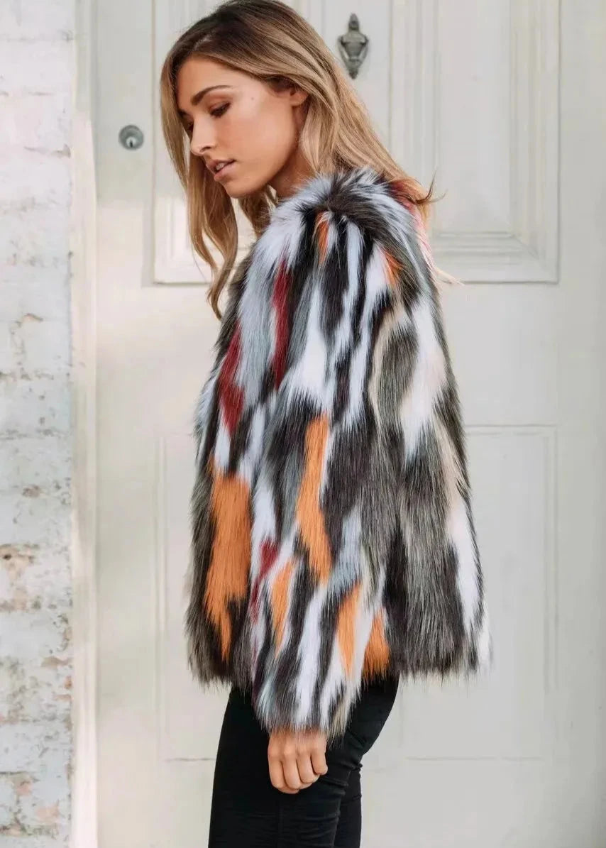 Multi-Tonal Faux Fur Coat