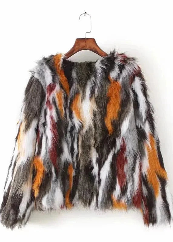 Multi-Tonal Faux Fur Coat