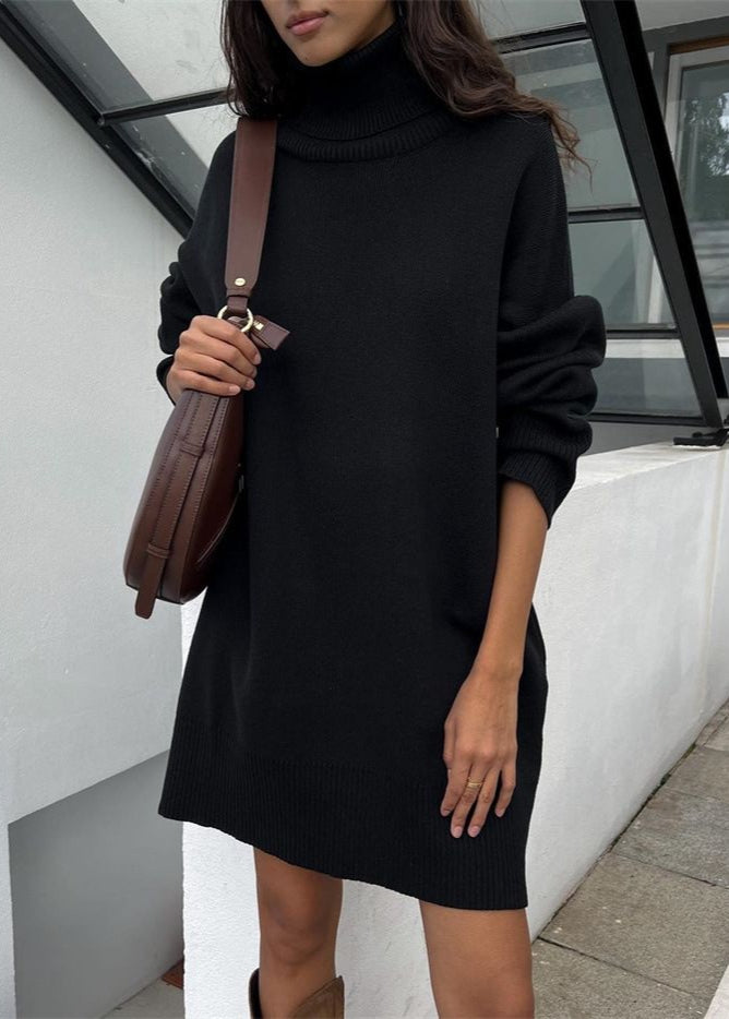 Vestido Suéter de Cuello Alto de Punto Harper – Suéter Oversize de Manga Larga
