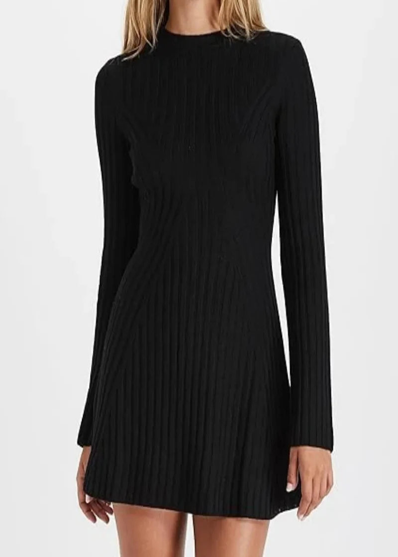 Luxe Ribbed Wool Knitted Dress – Cozy Elegance for Any Occasion