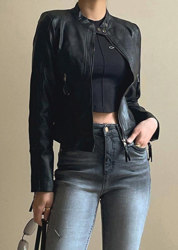 Women's Black PU Leather Biker Jacket – American Motorcycle Style