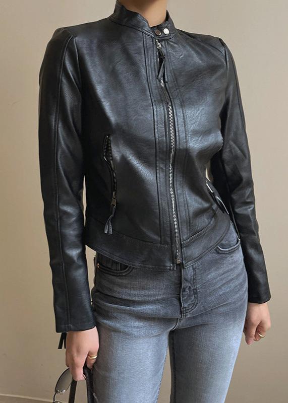 Women's Black PU Leather Biker Jacket – American Motorcycle Style