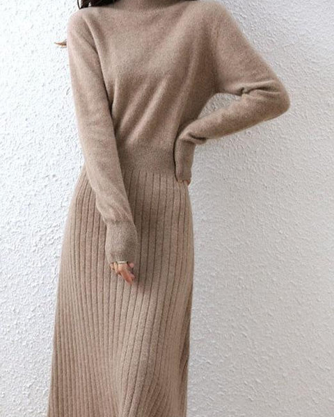 Luxe Wool Ribbed Midi Dress