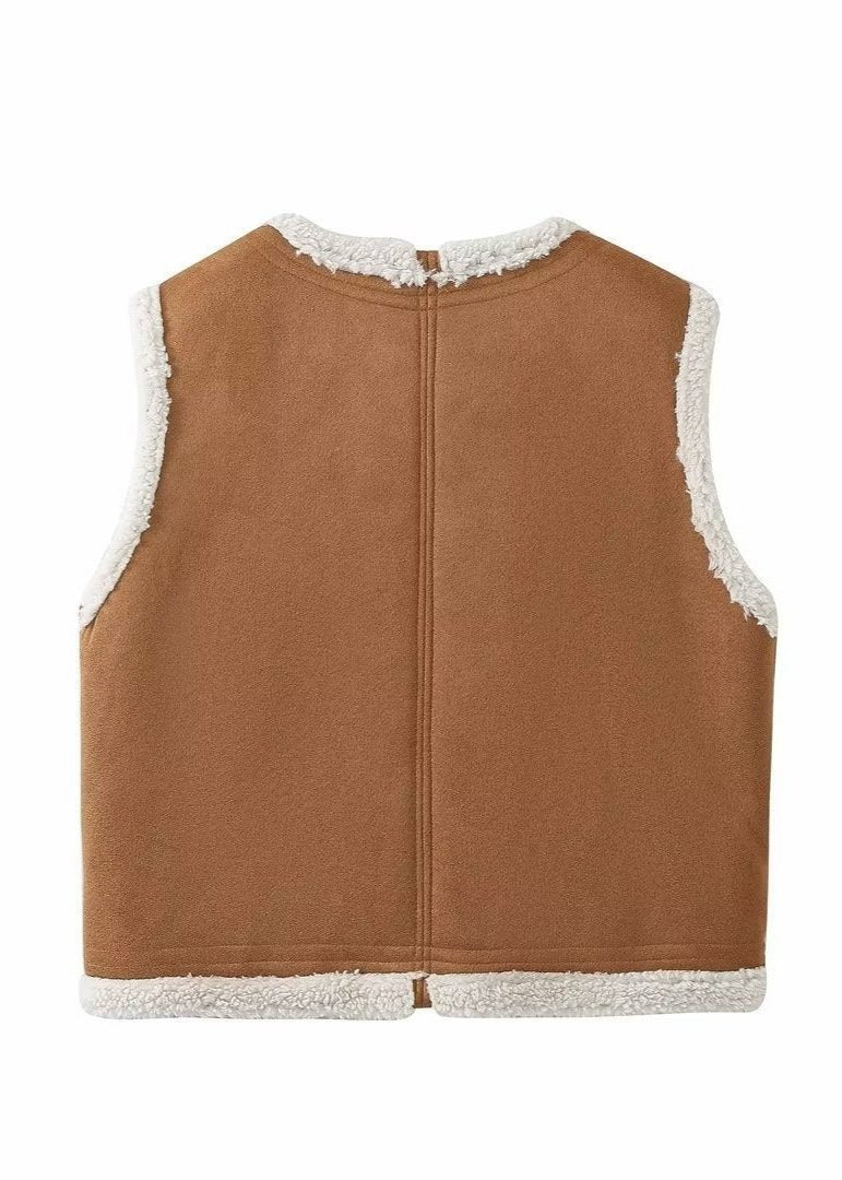 Cozy Lamb Wool Trim Vest