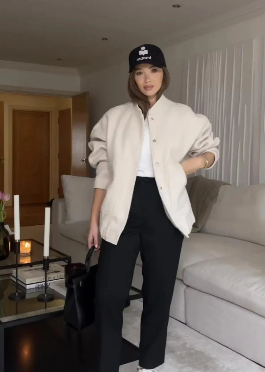 Veste bomber minimaliste au toucher doux