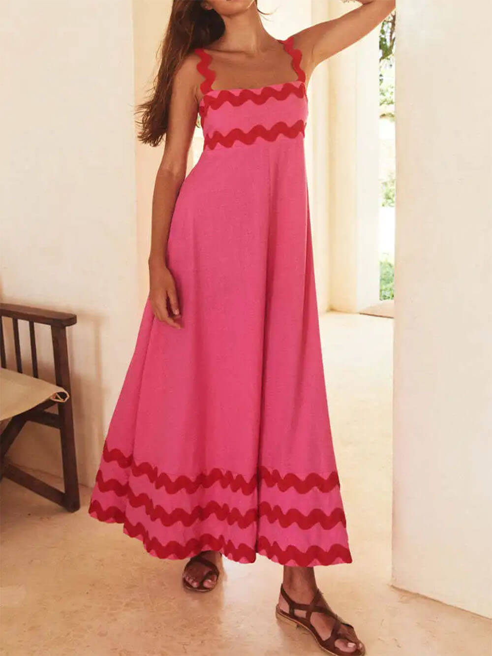 Amelia-Sunset Maxi Dress - VibeSoothe