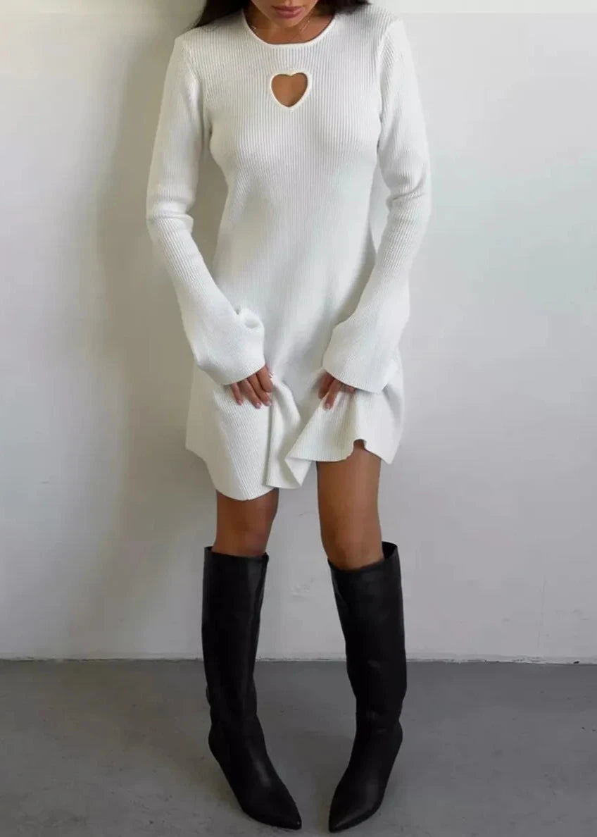 Chic Heart Cutout Sweater Dress