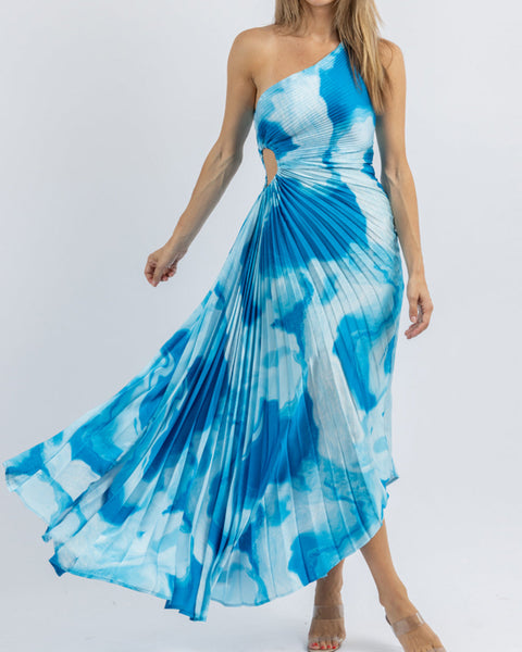 Ocean Breeze-One Shoulder Dress