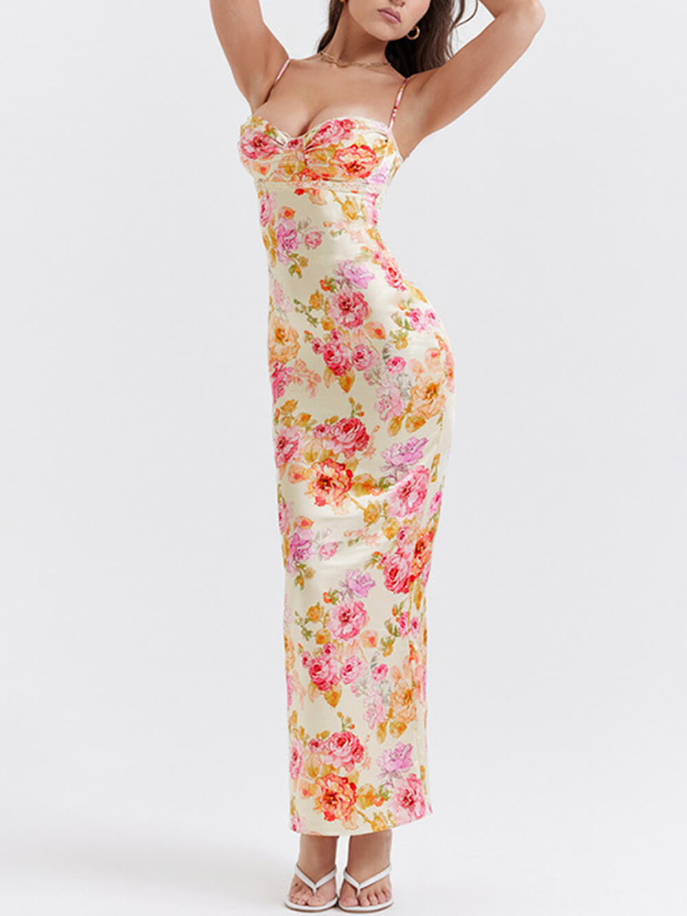 Serena - Floral Satin Maxi Dress