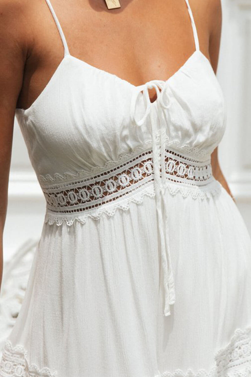 Serenity-Lace White Midi Dress