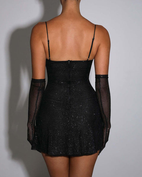 Celestial-Night Glitter Mini Dress - VibeSoothe