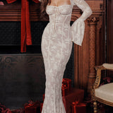 Antoinette-Elegance Lace Maxi Dress - VibeSoothe