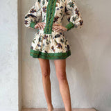 Eden-Garden Floral-Print Balloon-Sleeve Mini Dress - VibeSoothe