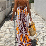 Artemis Delight - Ethnic Print Spaghetti Strap Maxi Dress - VibeSoothe