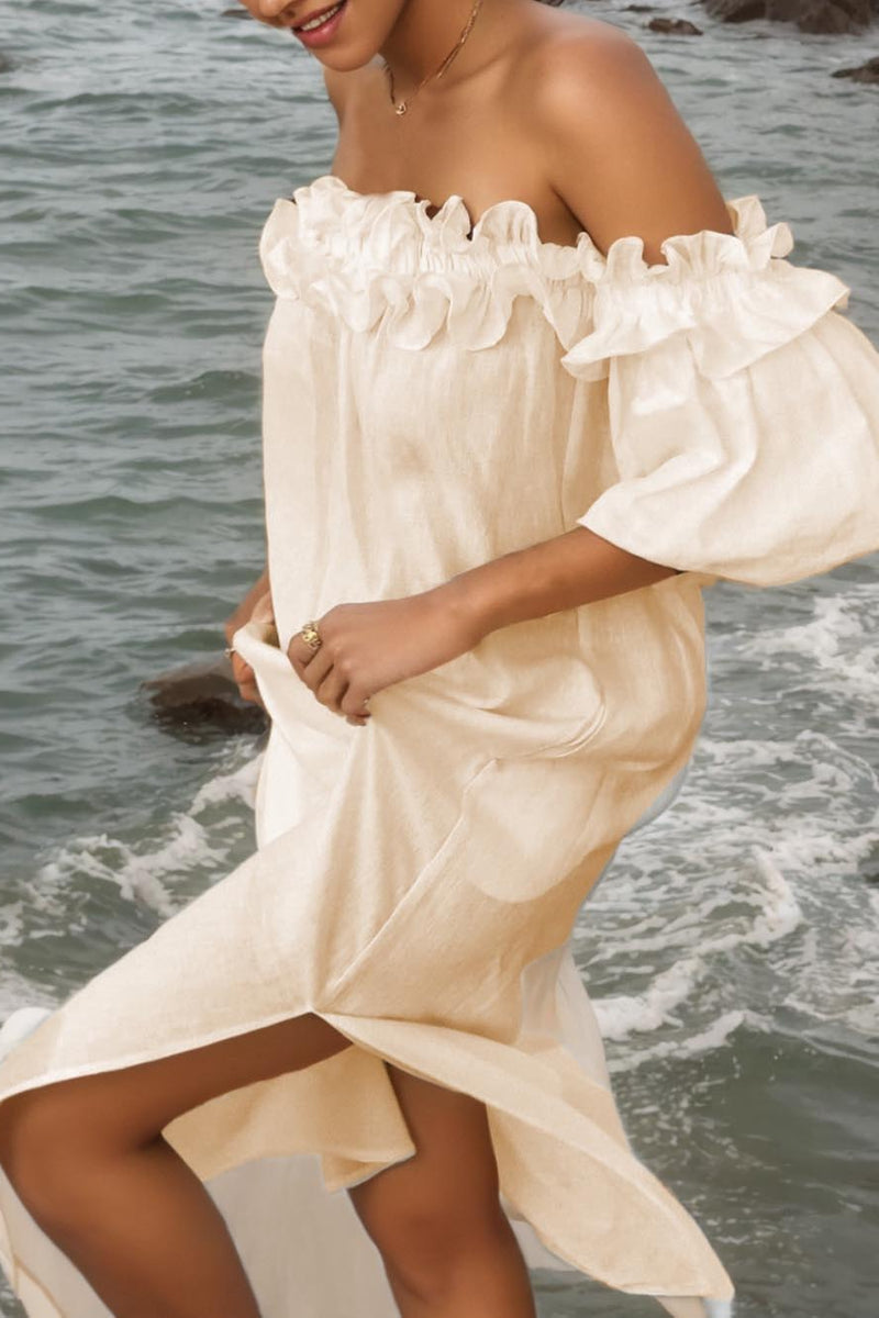 Sardinia - Off Shoulder Ruffle Midi Dress