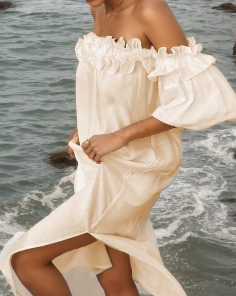 Sardinia - Off Shoulder Ruffle Midi Dress