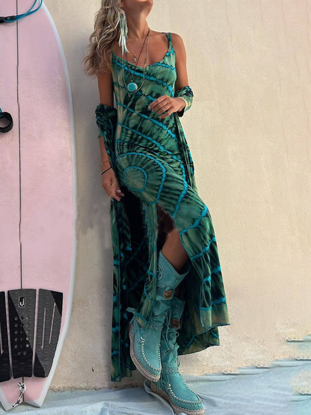 Malibu-Tie-Dye Maxi-Dress - VibeSoothe