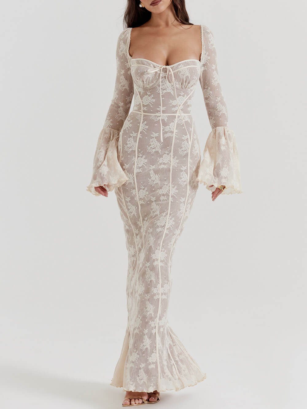 Antoinette-Elegance Lace Maxi Dress - VibeSoothe