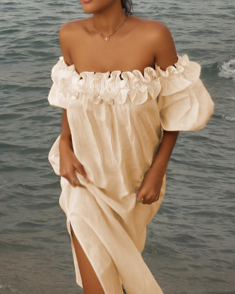 Sardinia - Off Shoulder Ruffle Midi Dress