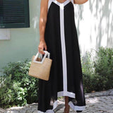 Amalfi Breeze - Colorblock Suspender Maxi Dress - VibeSoothe