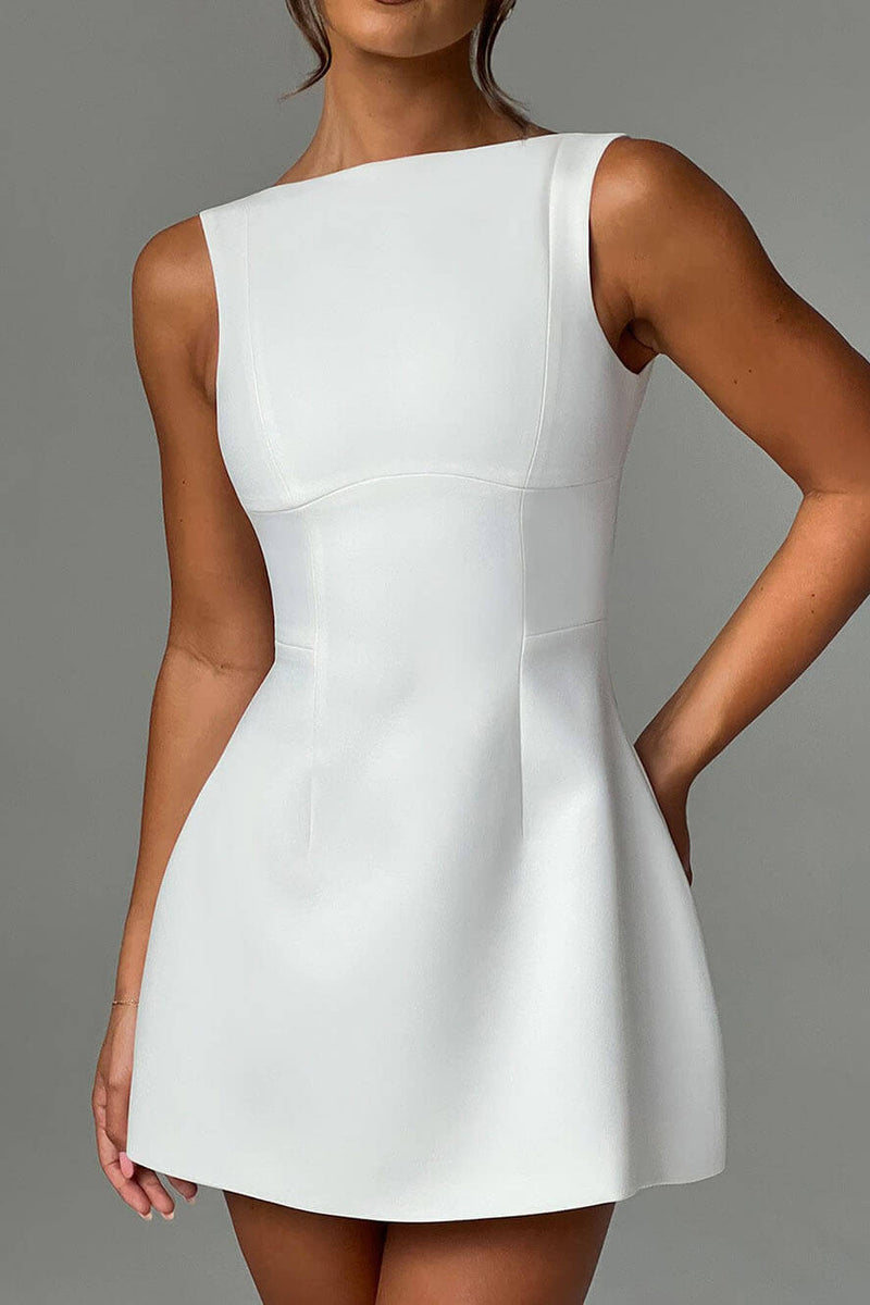 Ivory Elegance - Sleeveless Mini Dress - VibeSoothe