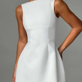 Ivory Elegance - Sleeveless Mini Dress - VibeSoothe