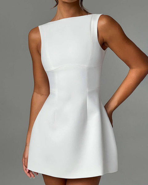 Ivory Elegance - Sleeveless Mini Dress - VibeSoothe