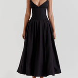 Elegance Defined - Black Strapless Midi Dress - VibeSoothe