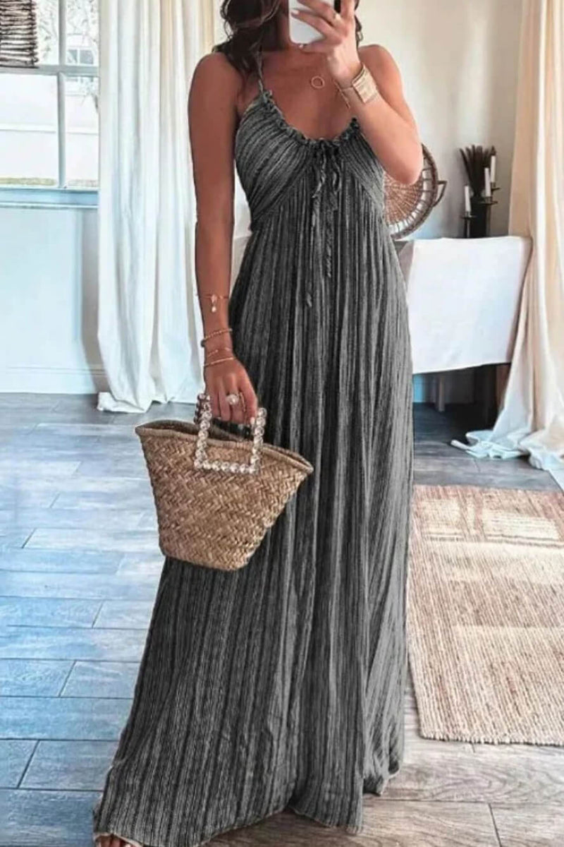 Santorini Breeze - Backless Suspender Maxi Dress