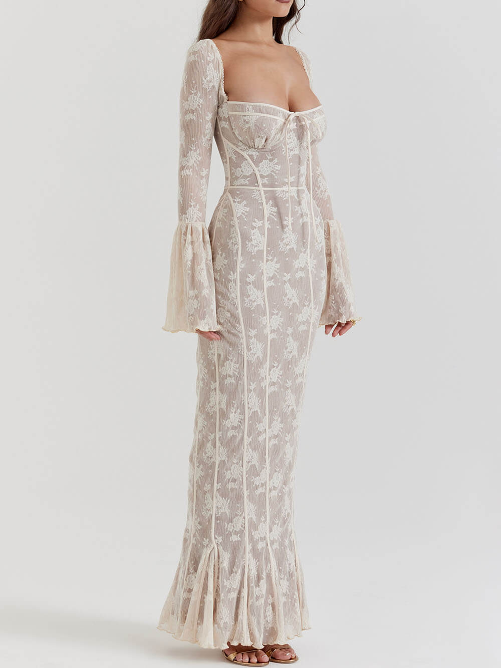 Antoinette-Elegance Lace Maxi Dress - VibeSoothe