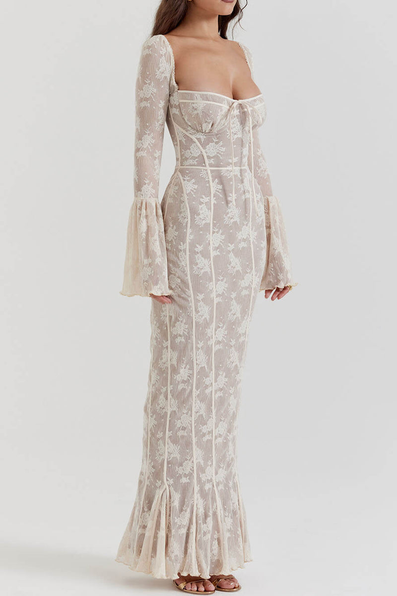 Antoinette-Elegance Lace Maxi Dress - VibeSoothe