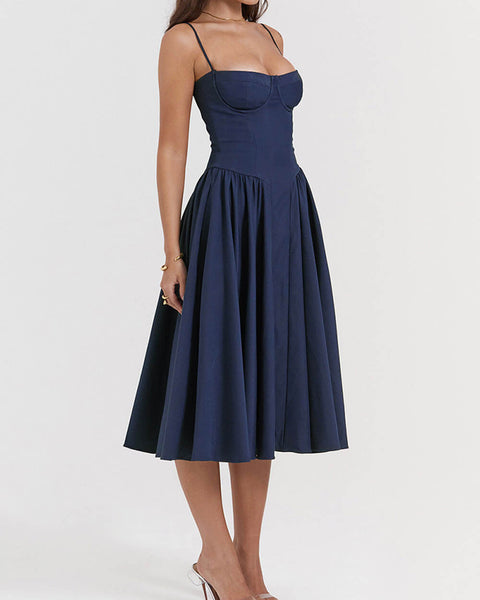 Midnight-Elegance  Strapless Midi Dress