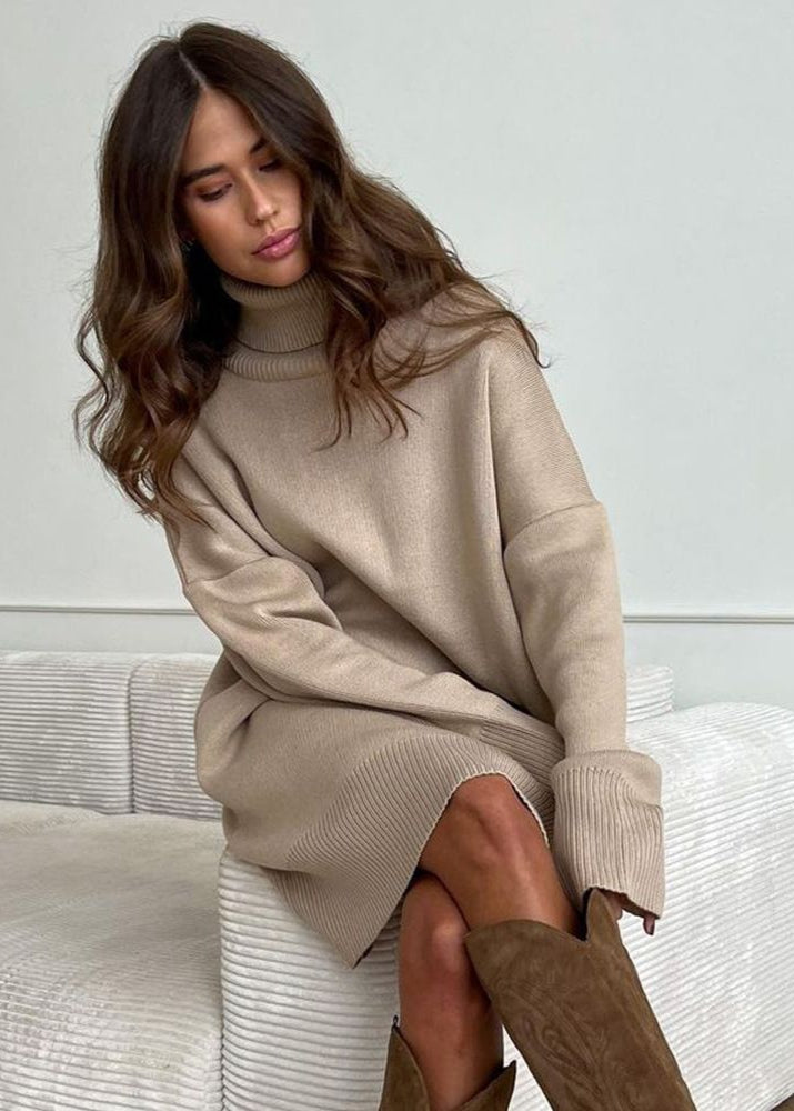 Vestido Suéter de Cuello Alto de Punto Harper – Suéter Oversize de Manga Larga