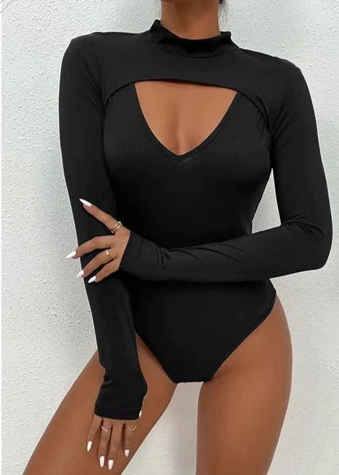 Chic Black Hollow-Out Jumpsuit - Bold Elegance